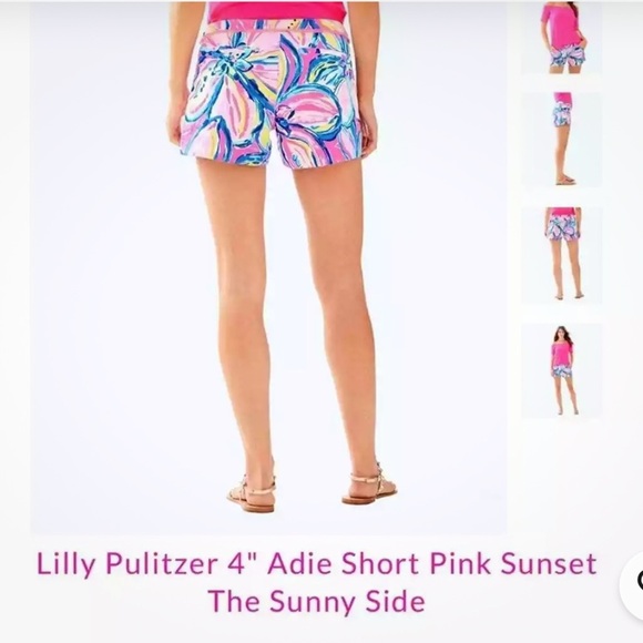 Lilly Pulitzer 4” Adie Shorts Pink Sunset Vacation Colorful Beach Size 2 - Picture 2 of 9